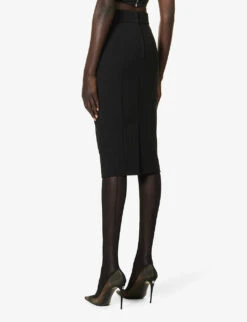 Dolce & Gabbana Contrast-panel High-waist Slim-fit Stretch-woven Midi Skirt -Whistles Store R04188990 NERO ALT03