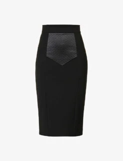 Dolce & Gabbana Contrast-panel High-waist Slim-fit Stretch-woven Midi Skirt