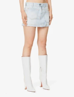 Abra Logo-embroidered Denim Mini Skirt 9 Abra Logo-embroidered Denim Mini Skirt -Whistles Store R04189005 SKYBLUE ALT02