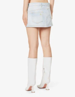 Abra Logo-embroidered Denim Mini Skirt 10 Abra Logo-embroidered Denim Mini Skirt -Whistles Store R04189005 SKYBLUE ALT03