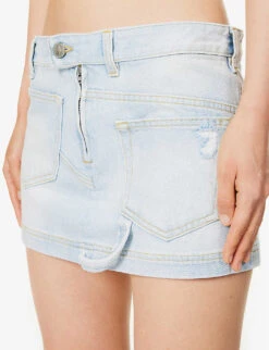 Abra Logo-embroidered Denim Mini Skirt 11 Abra Logo-embroidered Denim Mini Skirt -Whistles Store R04189005 SKYBLUE ALT04