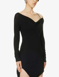 Desai Knot-detail Knitted Mini Dress -Whistles Store R04189012 BLACK ALT02