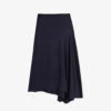 Ted Baker Francic High-waisted Asymmetric Stretch-satin Midi Skirt -Whistles Store R04189320 NAVY M