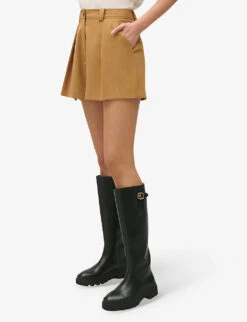 CLAUDIE PIERLOT Eden Pleated Stretch-woven Shorts -Whistles Store R04189891 BRUNS ALT02