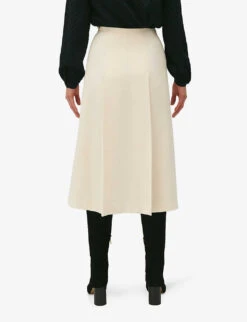 CLAUDIE PIERLOT Saule Chain-embellished Flared-cut Stretch-woven Midi Skirt -Whistles Store R04189939 NATURELS ALT03