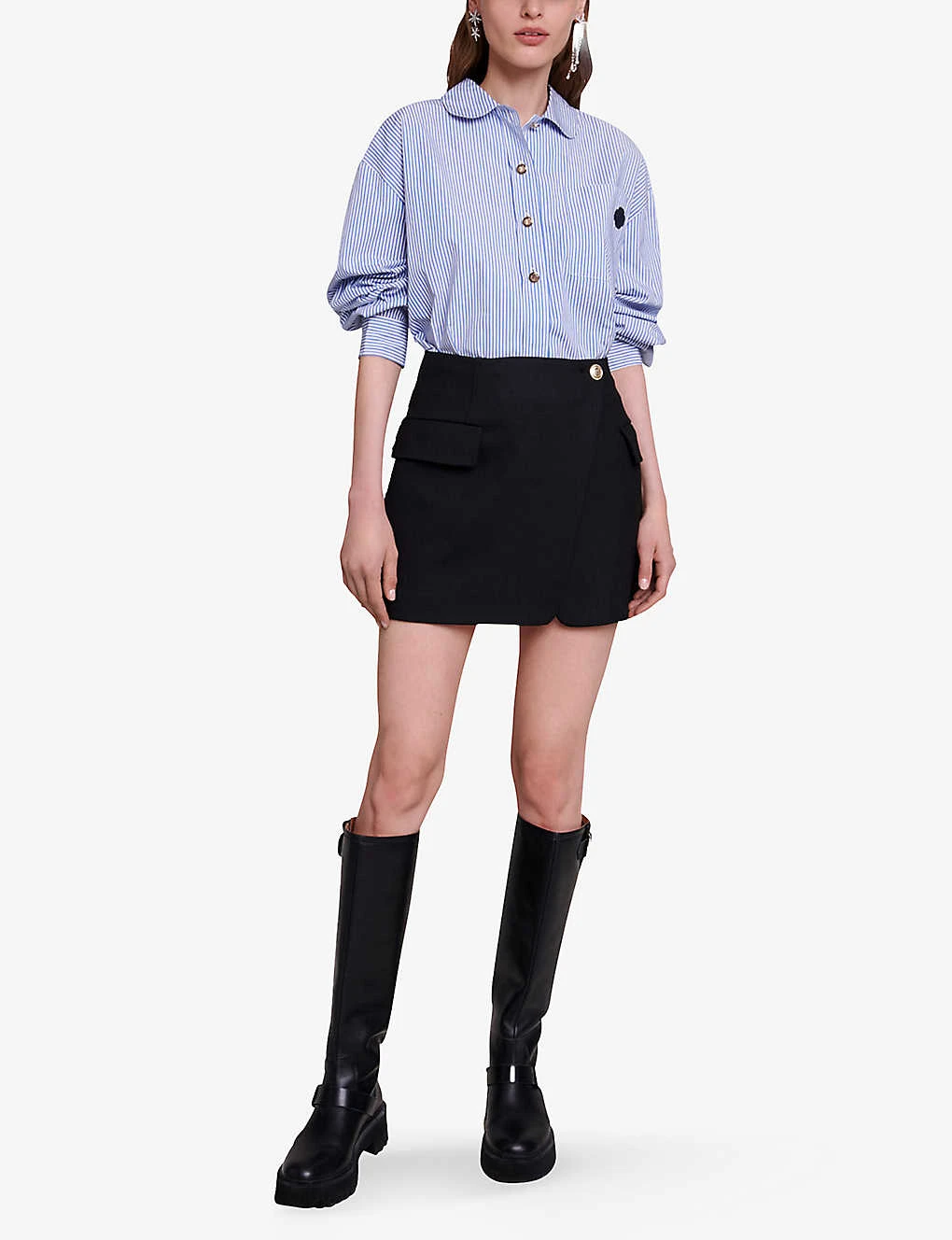 Maje Jakino High-waisted Cargo-pocket Stretch-woven Wrap Mini Skirt 4 Maje Jakino High-waisted Cargo-pocket Stretch-woven Wrap Mini Skirt - Image 2