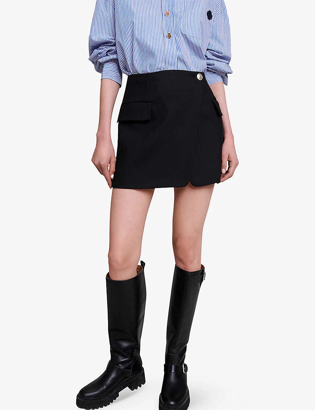 Maje Jakino High-waisted Cargo-pocket Stretch-woven Wrap Mini Skirt 5 Maje Jakino High-waisted Cargo-pocket Stretch-woven Wrap Mini Skirt - Image 3