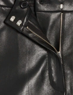 CLAUDIE PIERLOT Camille Mid-rise Straight-fit Leather Shorts -Whistles Store R04190175 NOIRGRIS ALT05