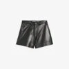 CLAUDIE PIERLOT Camille Mid-rise Straight-fit Leather Shorts -Whistles Store R04190175 NOIRGRIS M