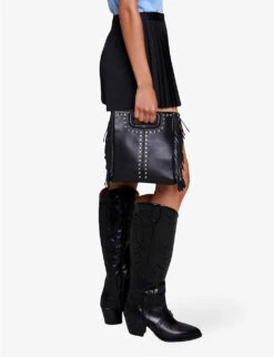 Maje Lupli Straight-fit Pleated Stretch-woven Shorts -Whistles Store R04190255 NOIRGRIS ALT02