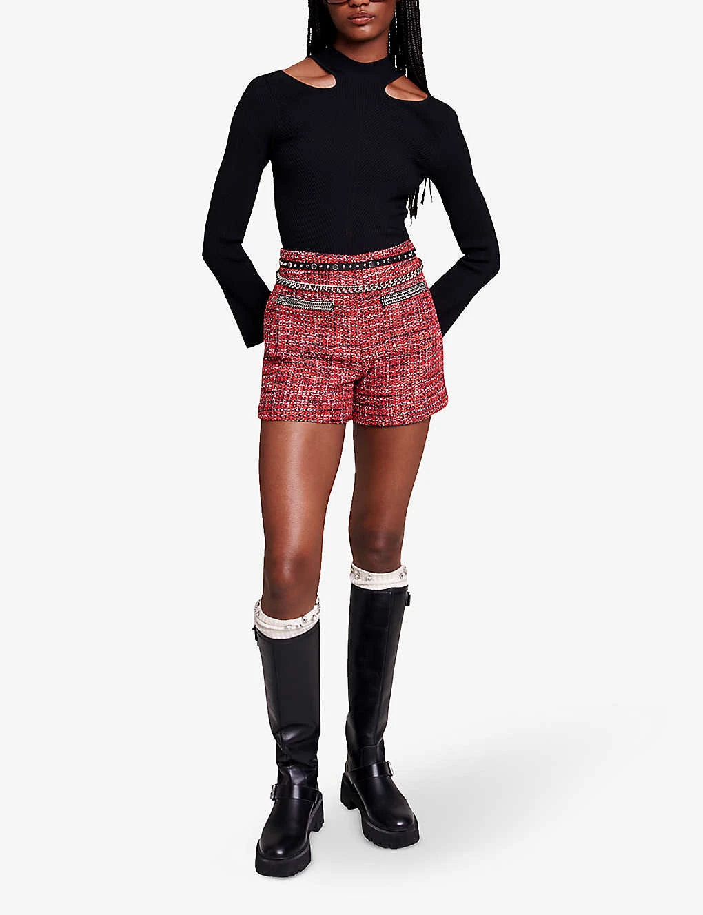 Maje Italete Chain-embellished Tweed Shorts 4 Maje Italete Chain-embellished Tweed Shorts - Image 2