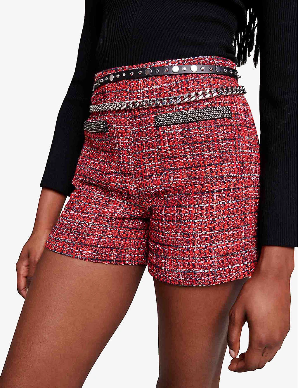 Maje Italete Chain-embellished Tweed Shorts 7 Maje Italete Chain-embellished Tweed Shorts - Image 5