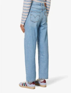 Levis Ribcage Distressed Straight-leg High-rise Jeans -Whistles Store R04191397 Z5993MEDIUMINDIGO ALT03