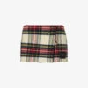 Prada Tartan Logo-appliqué Wool Mini Skirt -Whistles Store R04192401 AVORIO M