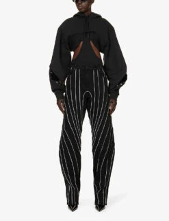 Mugler Exposed-seam Panelled Straight-leg Mid-rise Stretch-denim Jeans -Whistles Store R04192661 BLACKGREY ALT01