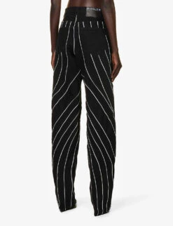 Mugler Exposed-seam Panelled Straight-leg Mid-rise Stretch-denim Jeans -Whistles Store R04192661 BLACKGREY ALT03