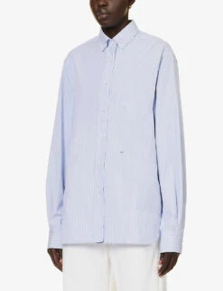 William Striped Cotton Shirt 9 William Striped Cotton Shirt -Whistles Store R04193682 NOBLEBLUE ALT02