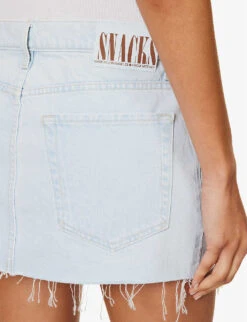 MOTHER SNACKS! Frayed Hem Denim Mini Skirt -Whistles Store R04193827 BLUESLUSHIE ALT05
