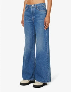 MOTHER Ditcher Roller Sneak Wide-leg High-rise Stretch-denim Jeans -Whistles Store R04193832 HITTHEGROUNDRUNNING ALT02