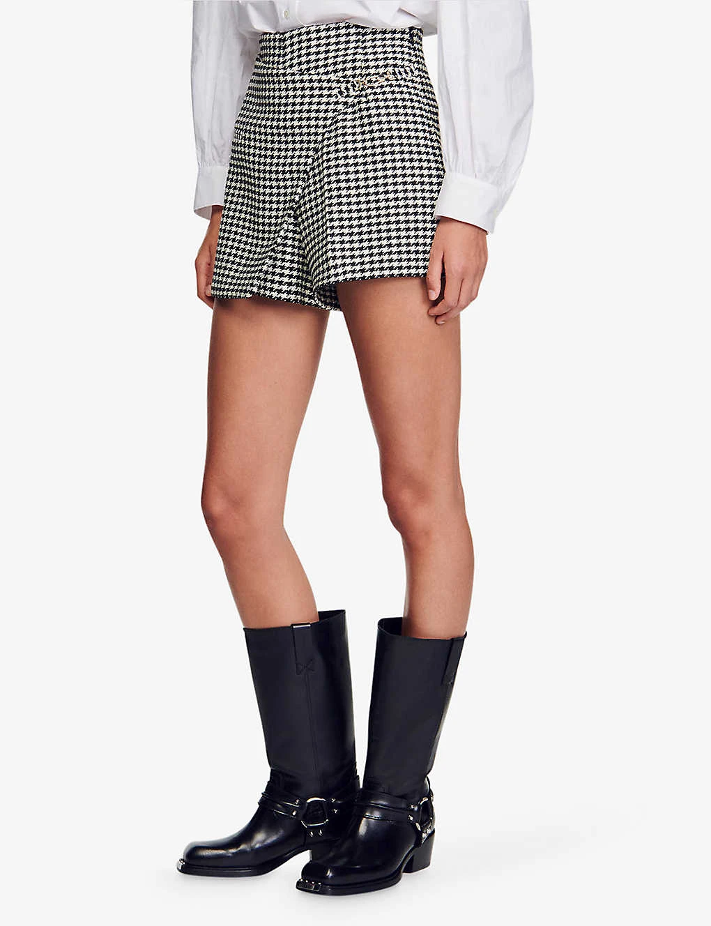 Sandro Lounie Houndstooth Stretch-woven Shorts 5 Sandro Lounie Houndstooth Stretch-woven Shorts - Image 3
