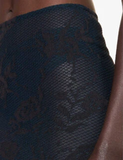 ALAIA Sheer Floral-pattern Cotton-blend Maxi Skirt -Whistles Store R04196670 BLEUCENDRE ALT05