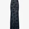 ALAIA Sheer Floral-pattern Cotton-blend Maxi Skirt -Whistles Store R04196670 BLEUCENDRE M