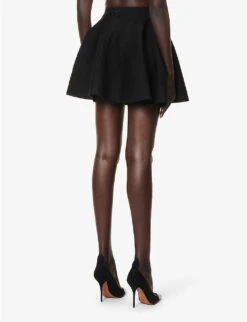 ALAIA Ribbed Flared Mid-rise Wool-blend Mini Skirt -Whistles Store R04196694 NOIRALAIA ALT03
