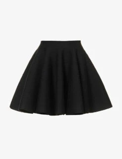 ALAIA Ribbed Flared Mid-rise Wool-blend Mini Skirt