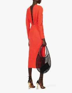 ALAIA Round-neck Open-back Slim-fit Stretch-woven Blend Maxi Dress -Whistles Store R04196699 ROUGE ALT01