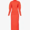 ALAIA Round-neck Open-back Slim-fit Stretch-woven Blend Maxi Dress -Whistles Store R04196699 ROUGE M