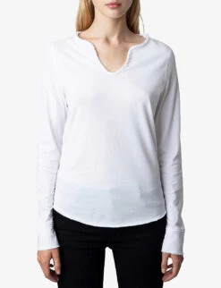 Zadig & Voltaire Tunisien Graphic-print Long-sleeve Cotton T-shirt 9 Zadig & Voltaire Tunisien Graphic-print Long-sleeve Cotton T-shirt -Whistles Store R04198980 BLANC ALT02