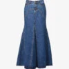 Zimmermann Pleated-panel Denim Midi Skirt