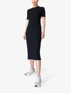 Sweaty Betty Round-neck Ribbed Stretch-knit Midi Dress -Whistles Store R04202138 BLACK ALT02