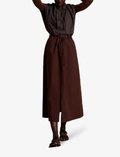 Soeur Tanger Gathered-neckline Relaxed-fit Cotton Blouse 6 Soeur Tanger Gathered-neckline Relaxed-fit Cotton Blouse -Whistles Store R04202815 GREY ALT01