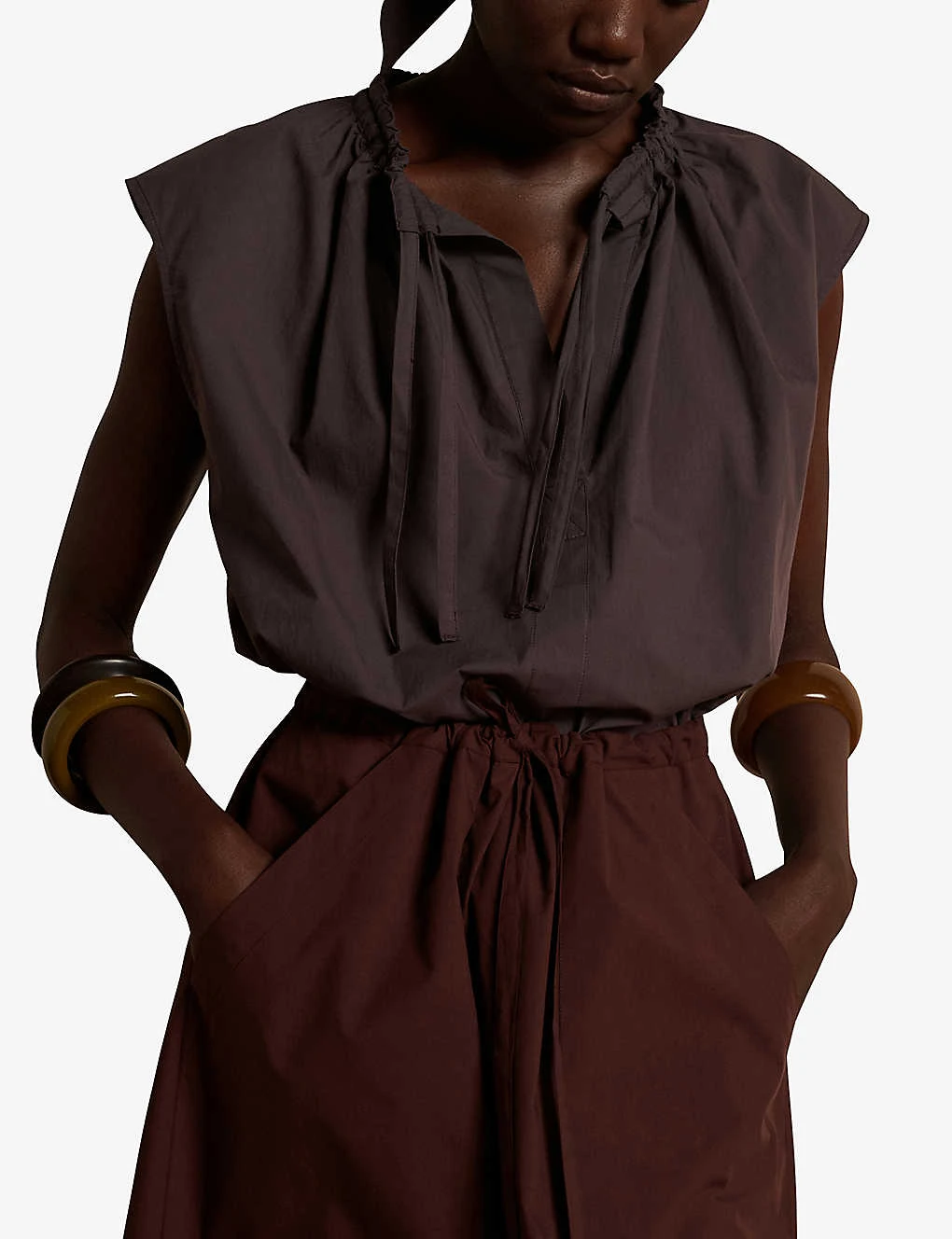 Soeur Tanger Gathered-neckline Relaxed-fit Cotton Blouse 5 Soeur Tanger Gathered-neckline Relaxed-fit Cotton Blouse - Image 3