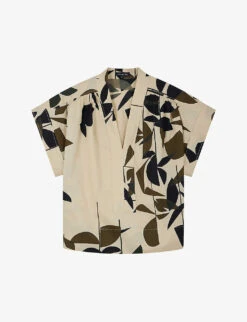 Soeur Madagascar Graphic-print V-neck Cotton Blouse