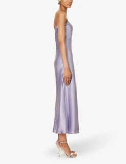 Joana Strapless Silk Midi Dress 9 Joana Strapless Silk Midi Dress -Whistles Store R04203303 AURA ALT02