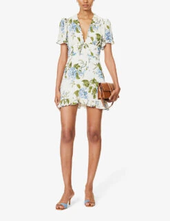 Mya V-neck Floral-pattern Crepe Mini Dress -Whistles Store R04203308 RIVIERA ALT01