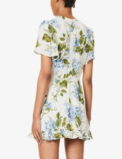 Mya V-neck Floral-pattern Crepe Mini Dress -Whistles Store R04203308 RIVIERA ALT03