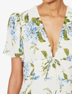 Mya V-neck Floral-pattern Crepe Mini Dress -Whistles Store R04203308 RIVIERA ALT04