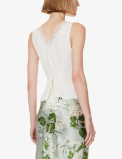 Cristina Lace-trim Slim-fit Crepe Top -Whistles Store R04203335 GOSSAMER ALT03