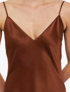 Joseph Clea V-neck Silk Midi Dress 12 Joseph Clea V-neck Silk Midi Dress -Whistles Store R04203742 MAHOGANY ALT04