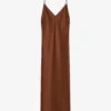 Joseph Clea V-neck Silk Midi Dress -Whistles Store R04203742 MAHOGANY M