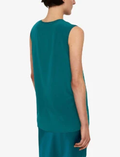 Joseph Bley Round-neck Silk-crepe Top -Whistles Store R04203802 DARKTEAL ALT03