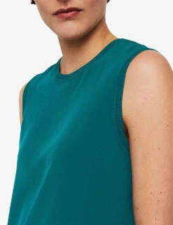 Joseph Bley Round-neck Silk-crepe Top -Whistles Store R04203802 DARKTEAL ALT04