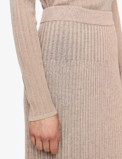 Joseph Ribbed A-line Wool Midi Skirt -Whistles Store R04203816 WARMTAUPE ALT02
