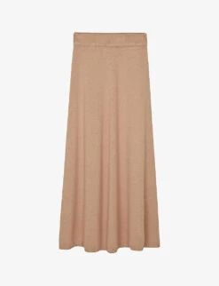 Joseph Flared-hem Ribbed-trim Knitted Maxi Skirt