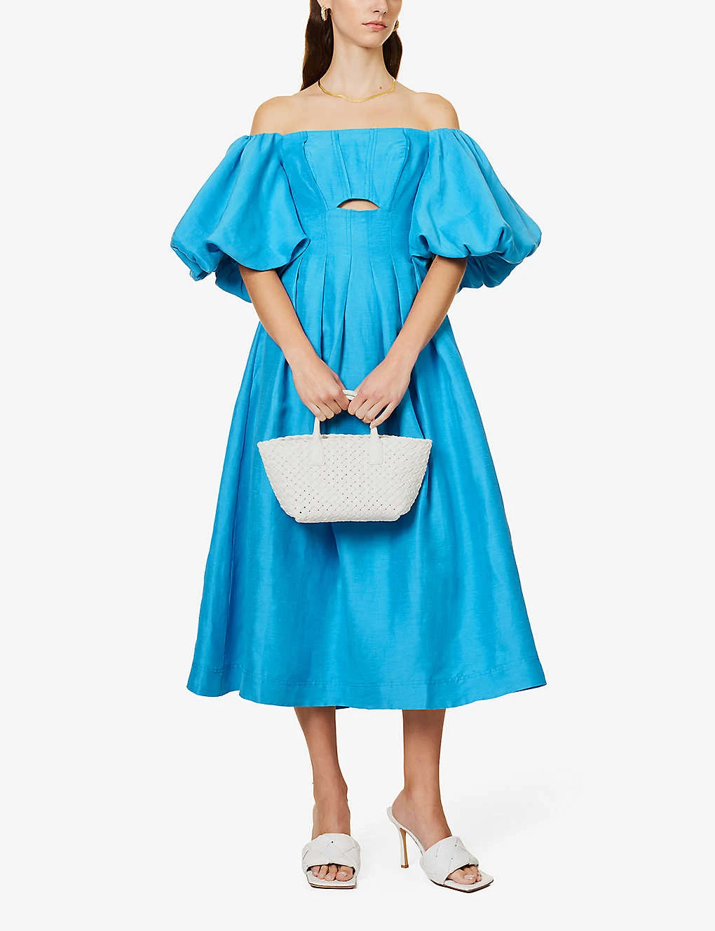 Eugenie Off-the-shoulder Linen-blend Midi Dress 4 Eugenie Off-the-shoulder Linen-blend Midi Dress - Image 2