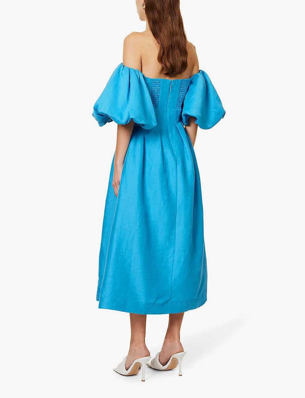 Eugenie Off-the-shoulder Linen-blend Midi Dress 6 Eugenie Off-the-shoulder Linen-blend Midi Dress - Image 4