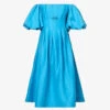 Eugenie Off-the-shoulder Linen-blend Midi Dress -Whistles Store R04204012 AZUREBLUE M